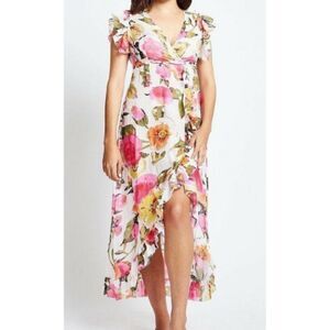 Debbie Katz Women's Floral Rosa Maxi Wrap Resortwear Coverup Dress Size Small